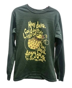 Doctor Who Dalek Graphic Long Sleeve Shirt Womens Small Green Sci Fi Tee