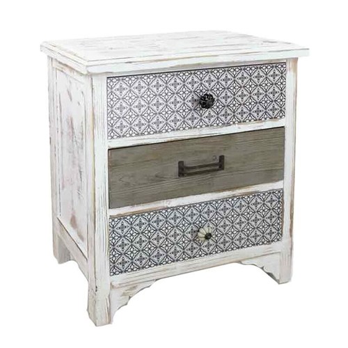 MOBILETTO ANTICATO IN STILE SHABBY CON 3 CASSETTI 50 X 37 X 58 CM - Foto 1 di 2