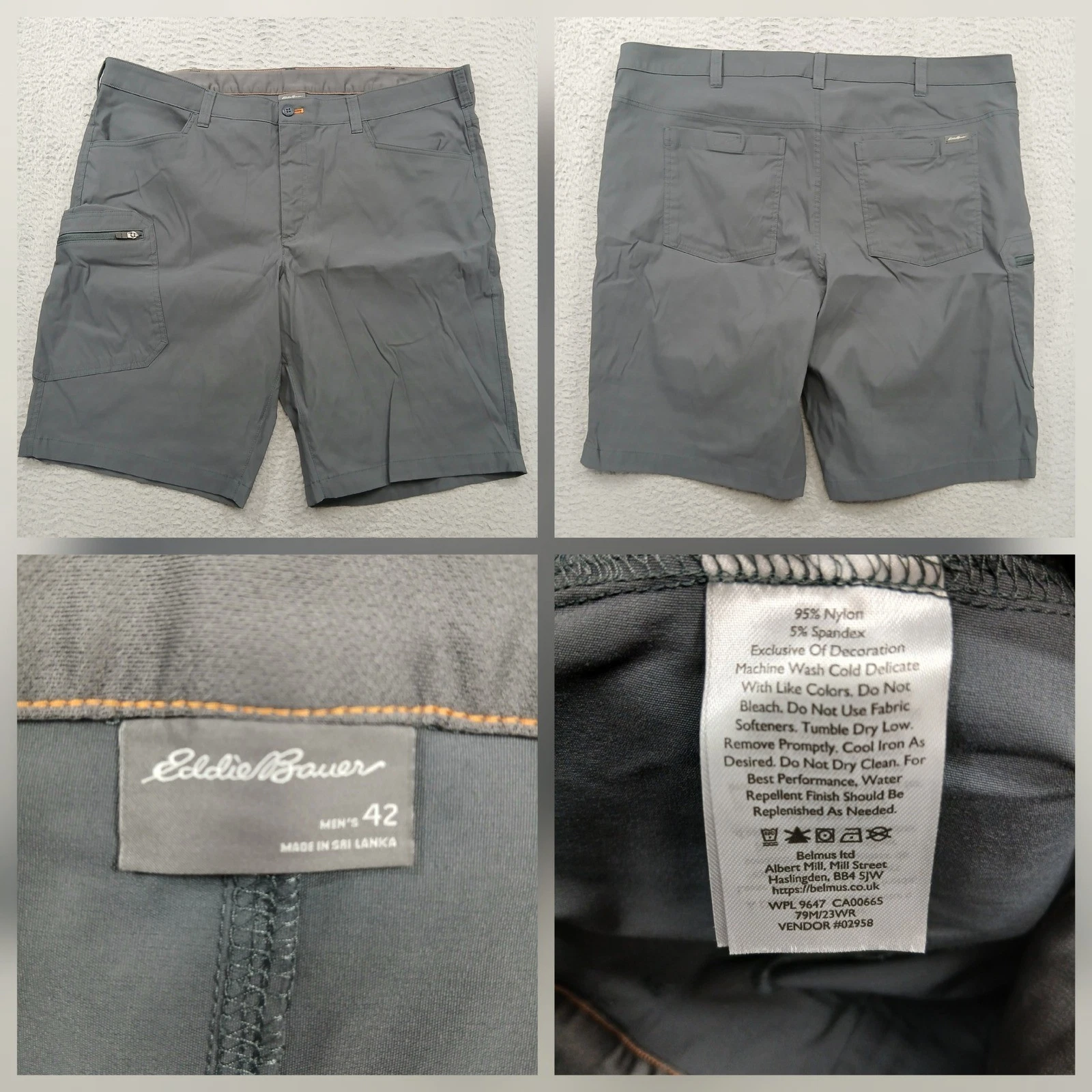 Eddie Bauer Hiking Shorts Mens 42 Gray Stretch Outdoor Utility