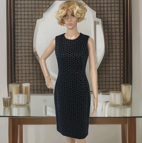 Calvin Klein UK 8-10 Streetchy Black Velvet Pencil Dress Smart Office Party - Bild 2 von 7