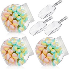 3 Sets Clear Plastic Candy Jars with Lids and Scoops, 42 oz Clear Cookie Jars