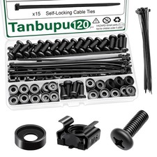 120PCS M6 Rack Mount Cage Nuts Screws Washers Cable Ties Server Rack Kit