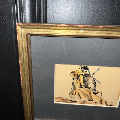 1940s Original Pen Ink & Watercolor on Paper MCM Bullfighting Scenes E. Senior - Picture 9 of 13