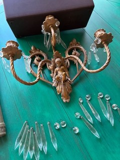 VTG Brass Hollywood Regency 3 Arm Candelabra Wall Light Sconce | Repair Needed