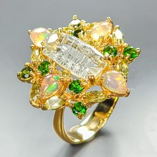 Jewelry ring Natural Green Amethyst Ring 925 Sterling Silver Size 8 /R460503