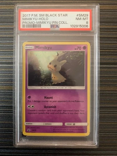 Pokémon Mimikyu P.M. Black Star Promo Holo #SM29 2017 PSA 8