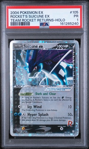 PSA 1  2004 Pokemon EX Rocket's Suicune EX Team Rocket Returns - Holo #105