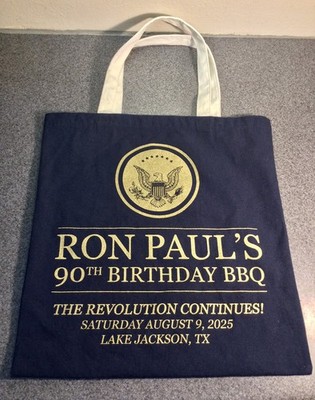 Ron Paul END THE FED 90th Birthday BBQ Tote Bag - Libertarian Rare Tea Party GOP