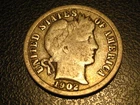 1902-P 90% Silver Barber Dime