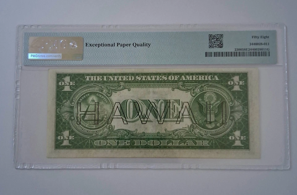 1935-A $1 HAWAII WWII EMERGENCY SILVER CERTIFICATE PMG 58 EPQ Fr 2300 - Image 4 of 4