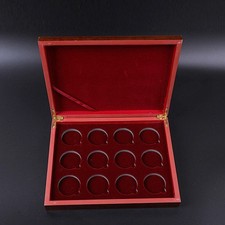 Wooden 12 Slots Coin Storage Box Display Holder For Coin Collection US STOCK