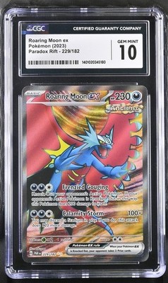 CGC Gem Mint 10 Roaring Moon ex 229/182 Pokémon Paradox Rift PAR