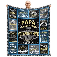 Fathers Day Papa Gifts Throw Blanket 60"x50", Birthday Gifts for Papa from Gr...