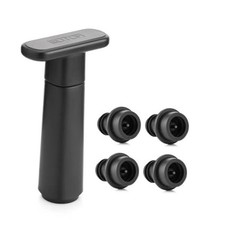 Wine Vacuum Pump with 4 Wine Stoppers, Reusable 1 Pump  4 Stoppers Black