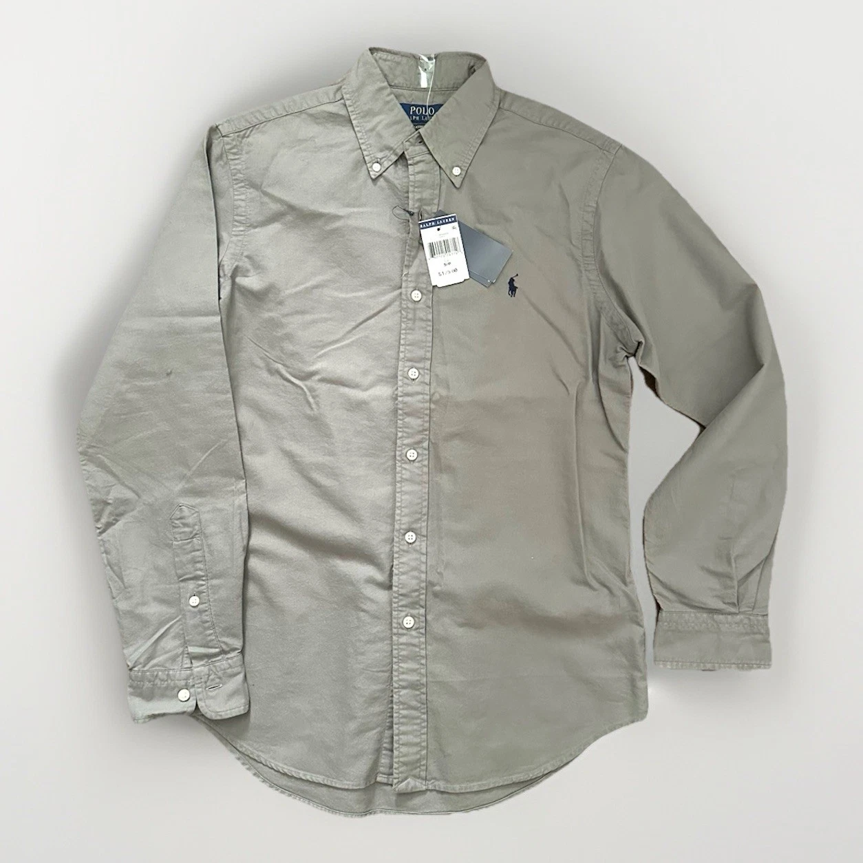 Ralph Lauren Gray Polo Button Down Shirt Mens Small 100% NWT Retail $125