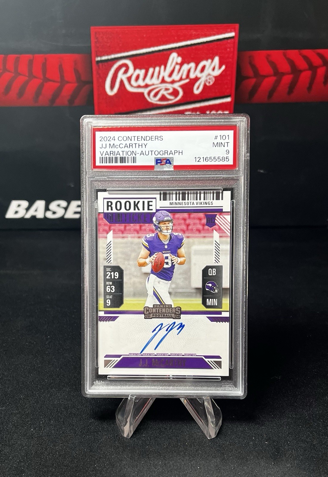 2024 Panini Contenders JJ McCarthy Variation Auto PSA 9 Rookie Ticket #101