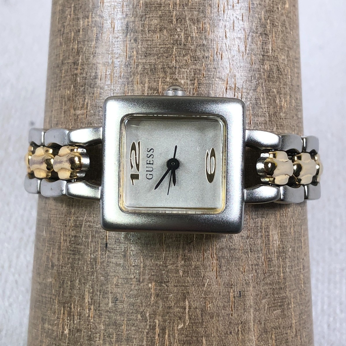 Vintage Guess Women Fashion Two Tone Square Quartz Analog Watch 6