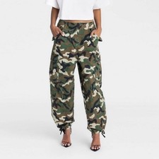 KBB by KAHLANA Women's Mid-Rise Straight Leg The Cargo Jogger Camo MEDIUM NEW
