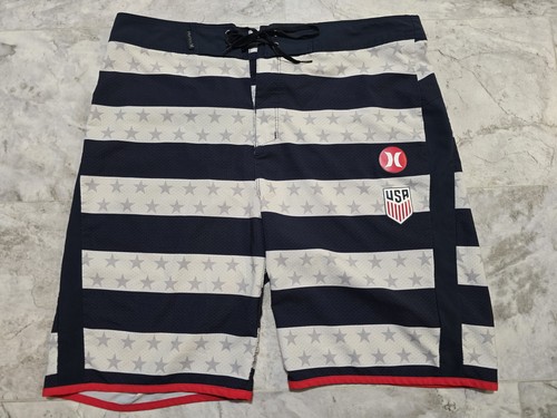 Hurley Phantom US National Soccer Team Boardshorts Mens Sz 31 Red/White/Navy 8" - Picture 1 of 7