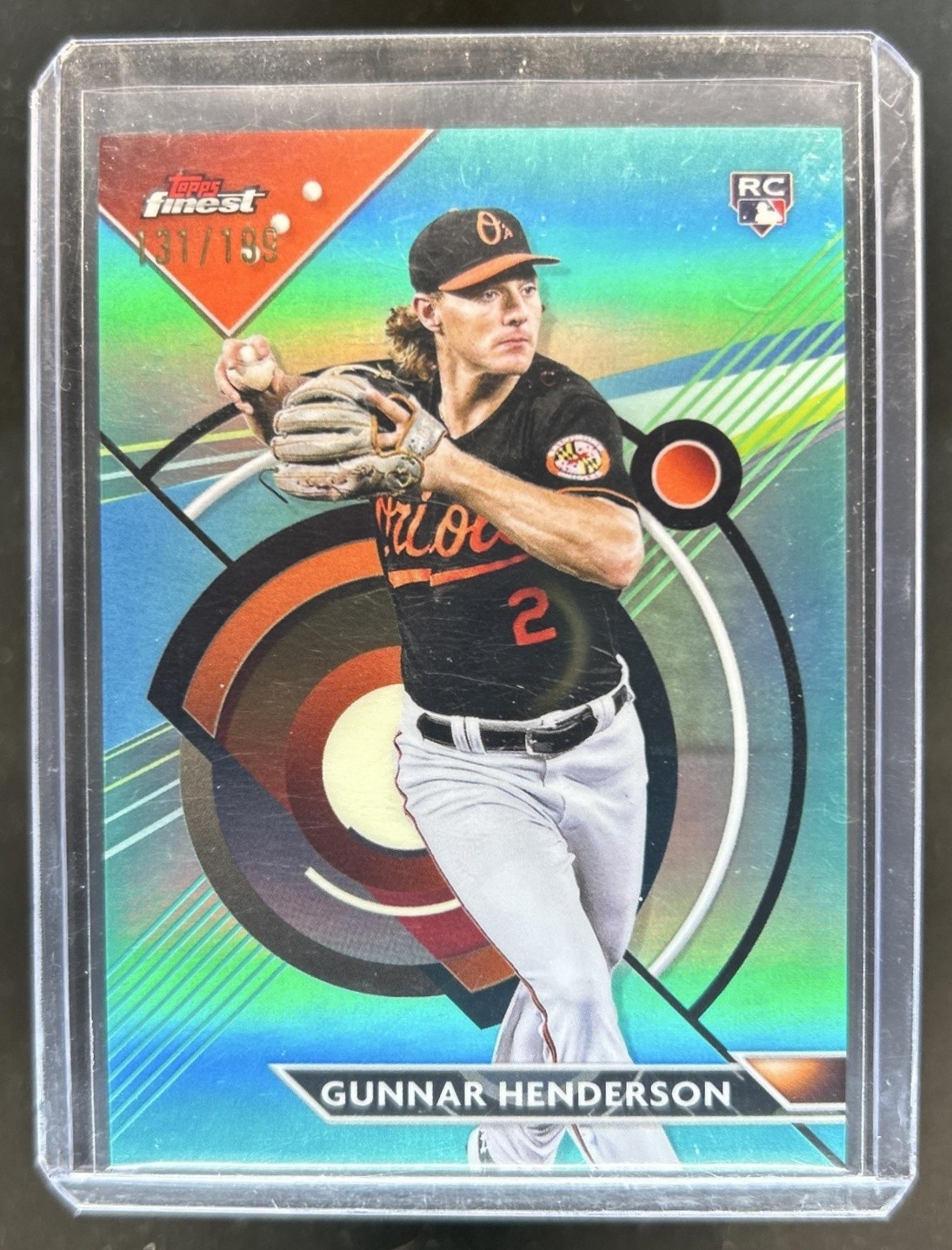 2023 Topps Finest Gunnar Henderson RC Aqua Refractor Rookie #/199 Orioles