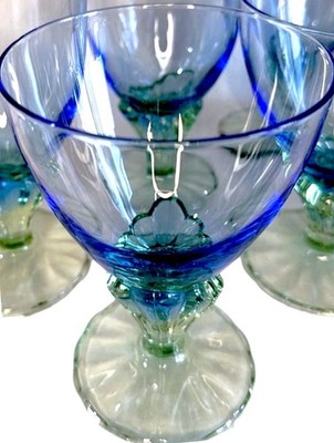 Bormioli Rocco Bahai Green &Blue 4 Champagne Glasses / Sorbet Or Dessert