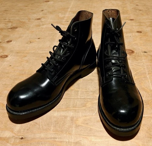 NWOB Vtg 80s Biltrite black leather military army combat steel-toe boots 8.5 D