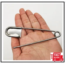 5 PCS of 5 Inch Heavy Duty Jumbo Stainless Steel Safety Pins Silver Color Saf...