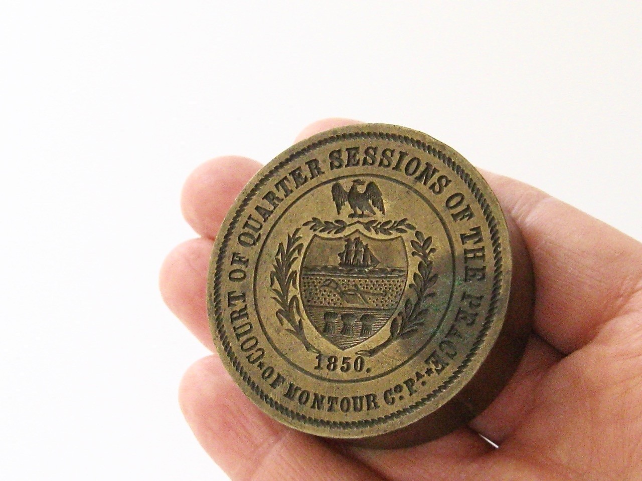 SUPERB AND RARE  1850  Antique COURT of MONTOUR COUNTY PA Wax Seal Sceau Peseau!