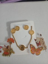 Stainless Steel Jewelry Set Women Gold Tone