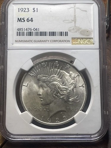 1923-P  $1 PEACE SILVER DOLLAR  "PHILADELPHIA MINT"  NGC MS64 #8678137-017
