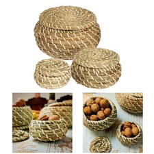3 Paniers En Jonc de Mer Tissés à La Main, Panier de Rangement pour étagère