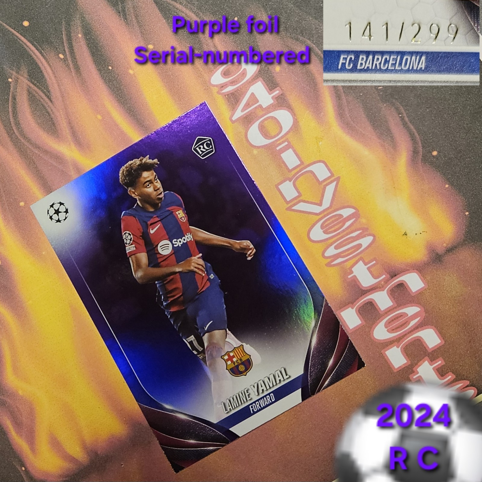 Lamine Yamal 2023-24 Topps UEFA 141/299 Purple Rookie RC #64 FC Barcelona 🔥⚽️
