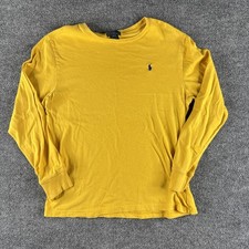 Polo Ralph Lauren Shirt Crew Neck Sz L 14-16 Youth Pony Long Sleeve Yellow