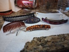 7 Pc Lot Vintage 80s hair Combs And barrettes Banana Clips