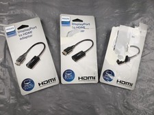 New LOT OF 3 Audio Video Philips DisplayPort to HDMi 6" Adapter Laptop Tablet