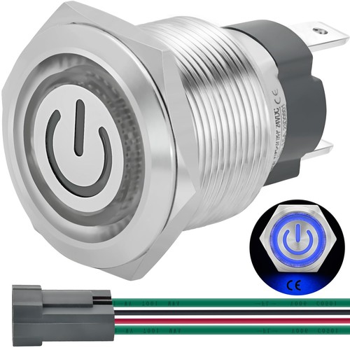 15Amp Waterproof IP67 Momentary Push Button Switch 19mm 12V-24V SPST Start Bu... - Picture 1 of 7