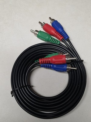  6FT COMPONENT VIDEO CABLE 3 RCA RED GREEN BLUE RGB COAXIAL Flat