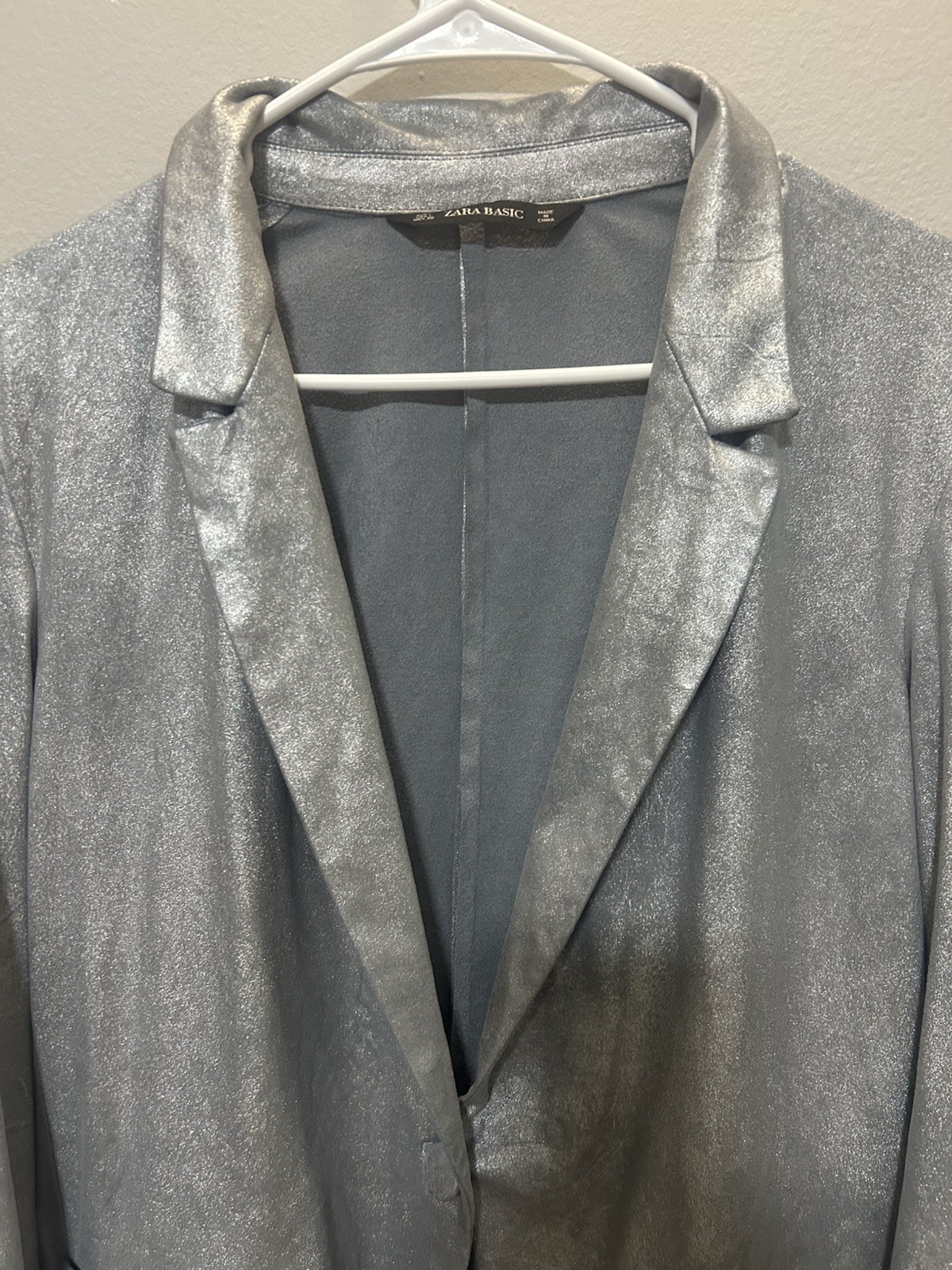 Zara Basic Gray Metallic Blazer Size L Women’s Lo… - image 3