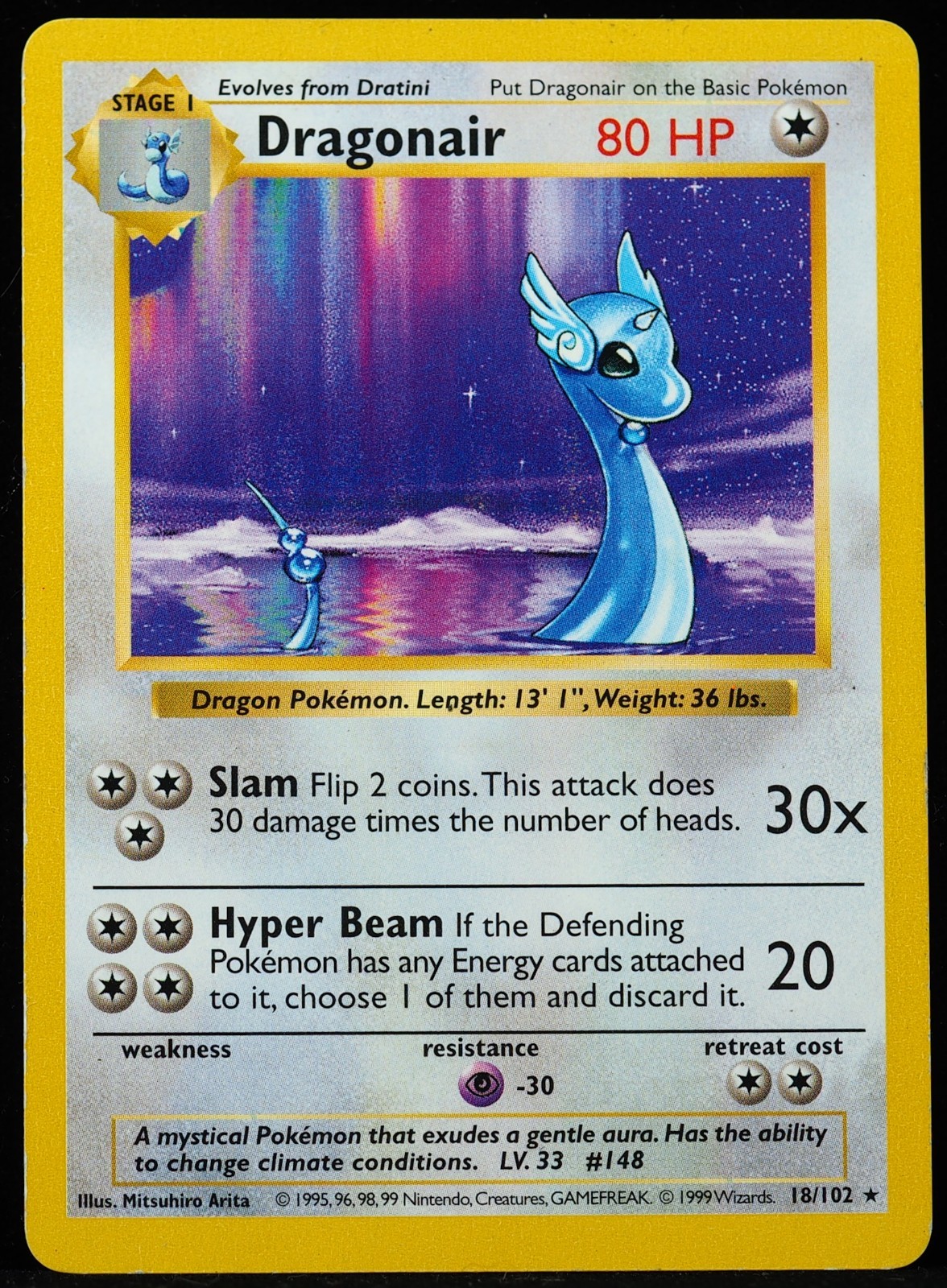 Dragonair #18/102 Base Set Shadowless Pokemon Card