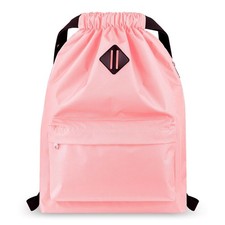 Drawstring Backpack Water Resistant String Bag Sports Gym Sack Side Pocket Men