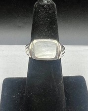 925 Sterling Silver MOP Mother of Pearl Cable Style Ring Size 5.5