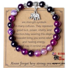 Animal Crystal Bracelet Elephant/Turtle/Owl/Cat Gifts for Elephant-Purple01