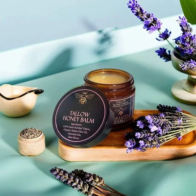 Organic Grass-Fed Beef Tallow Balm with Raw Honey - Moisturizing Cream for Soft*