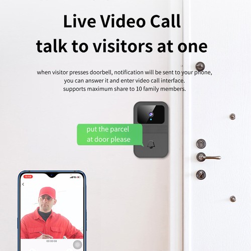 Smart Wireless WiFi Doorbell Intercom Video Camera Door Ring Bell Chime Security - Picture 12 of 17