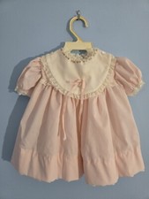 Vtg Cradle Club  Something Pretty Brand Pink With Lace Accents Baby Dress 9M