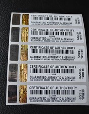 COA Zertifikat Echtheit Sicherheitsetiketten NOID x 250 + Serien + Seitenetikett