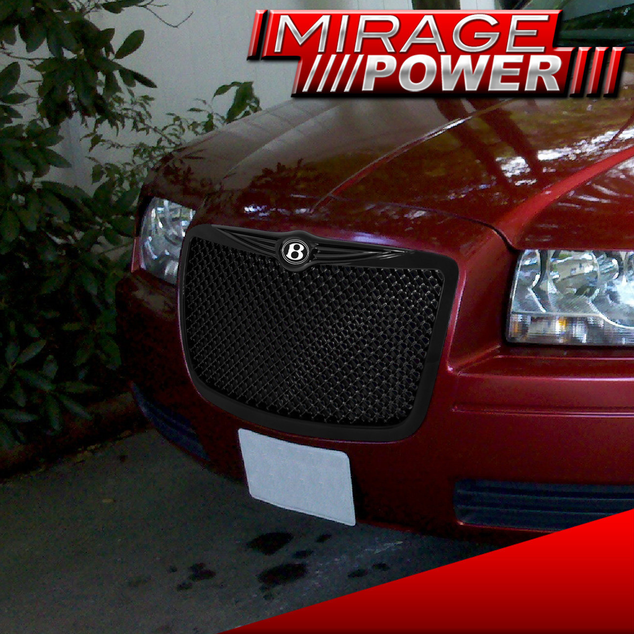 For 04-10 Chrysler 300C Black Mesh Style Front Bumper Hood Grille Bentley B Logo