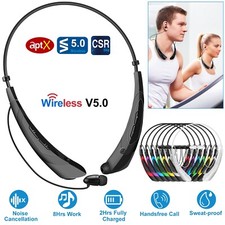 Wireless Neckband Headphones Headset Stereo Earbuds Sweatproof Earphone with Mic