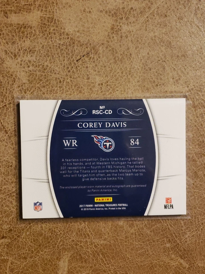 #17/25 Corey Davis Rookie Patch Auto 2017 Panini National Treasures Autograph - Image 2 of 2
