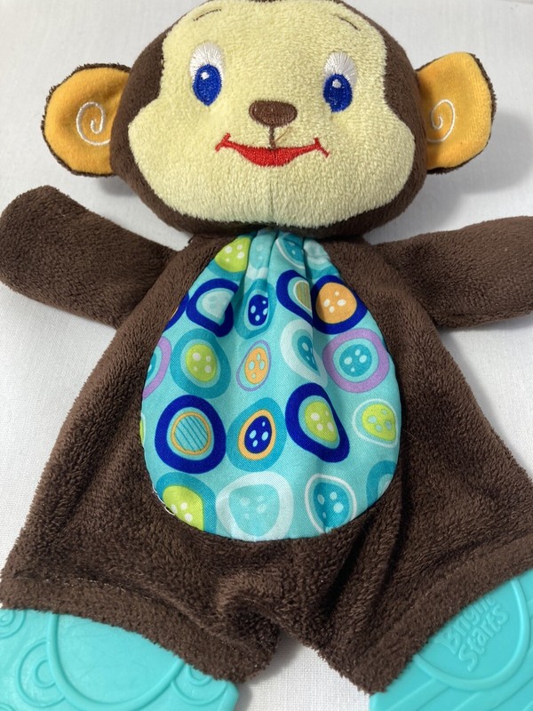 Bright Starts Baby Teether Monkey Toy Sensory Crinkle Plush